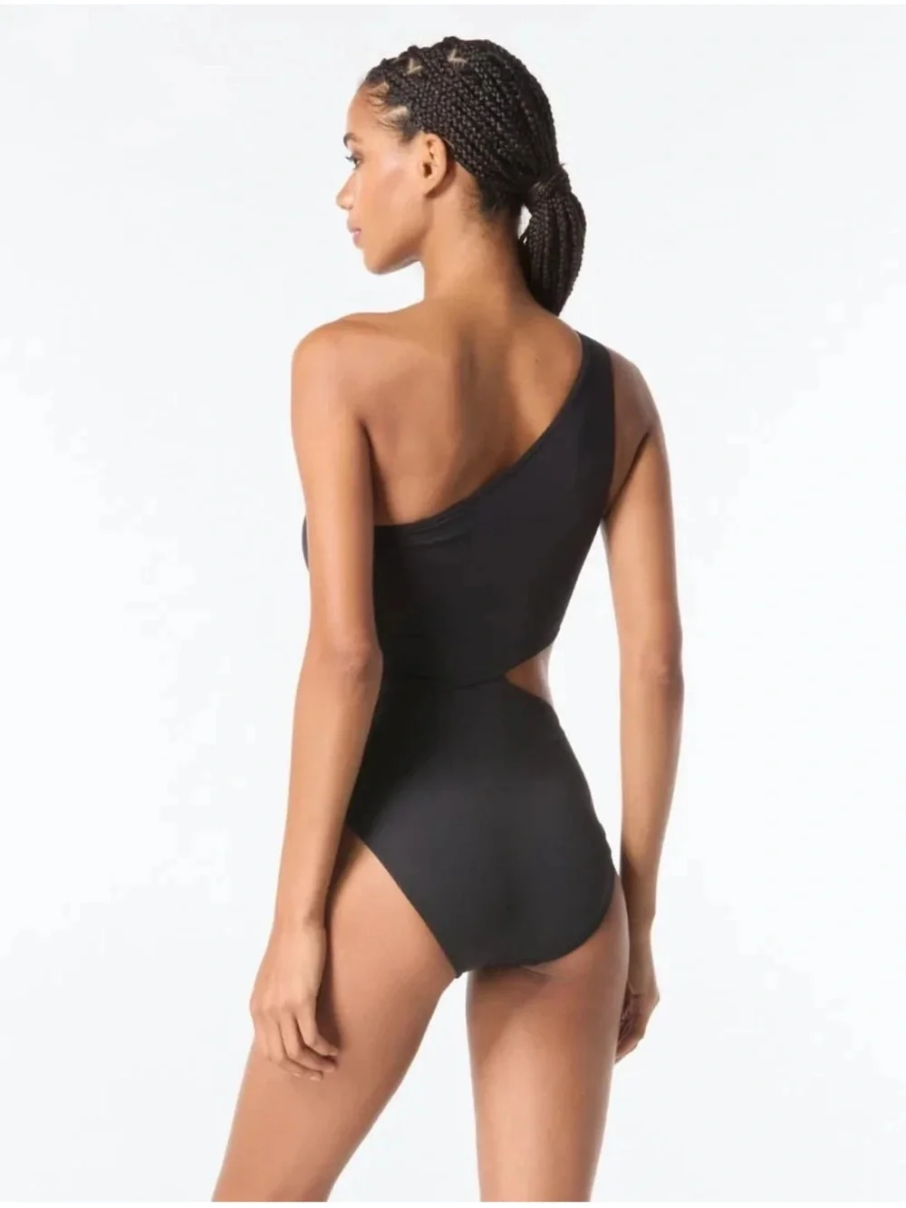 NWT Asymmetrical One-Shoulder Cutout Swimsuit in Navy retails for $118.